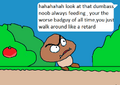 A Goomba is trolled in the Super Mario World area.