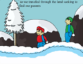 Mario and Luigi travel through a snowy region.