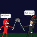 Shadow and Knuckles high shovel.
